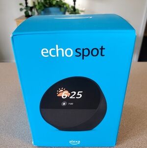 New in box! Amazon Echo Spot Smart Clock - Blue Packaging, Black Device